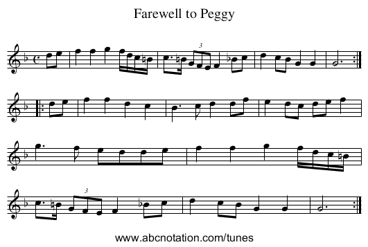 Farewell to Peggy - staff notation