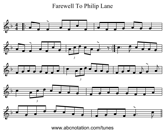 Farewell To Philip Lane - staff notation