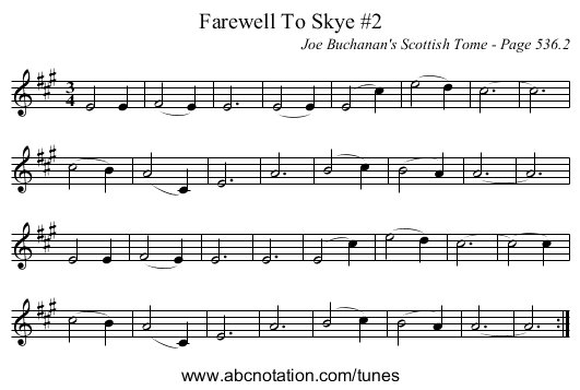 Farewell To Skye #2 - staff notation