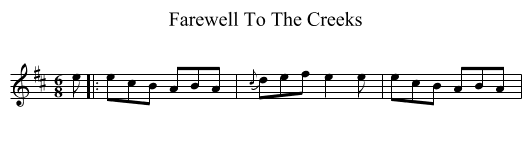 Farewell To The Creeks - staff notation