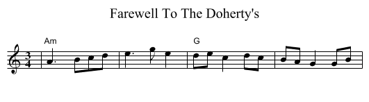 Farewell To The Doherty's - staff notation