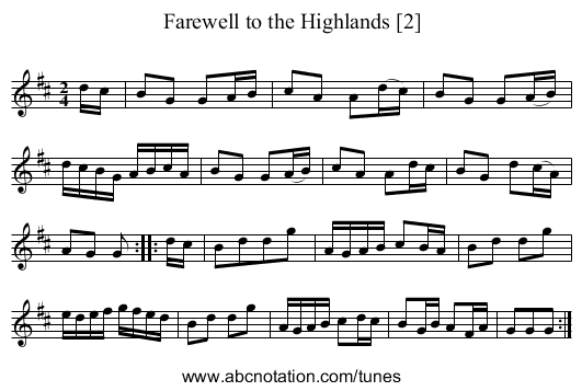 Farewell to the Highlands [2] - staff notation