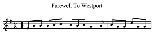 Farewell To Westport - staff notation