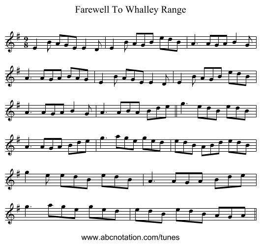 Farewell To Whalley Range - staff notation
