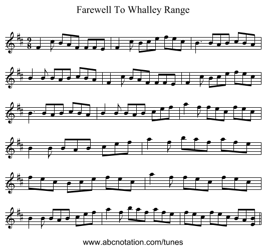 Farewell To Whalley Range - staff notation