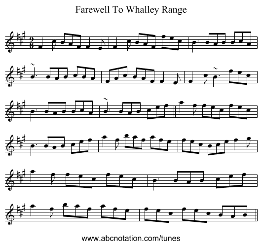 Farewell To Whalley Range - staff notation