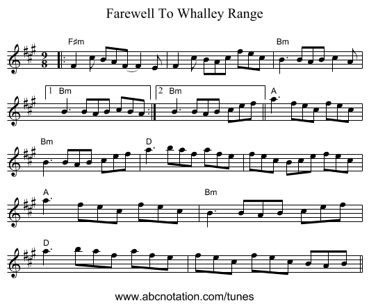 Farewell To Whalley Range - staff notation