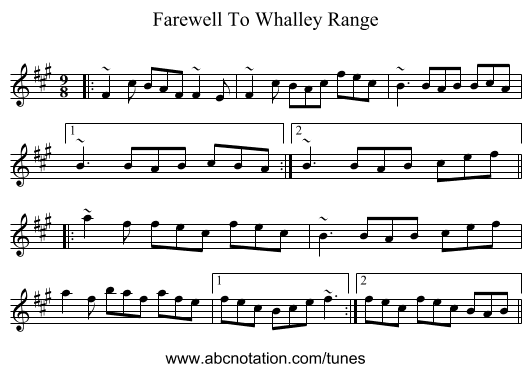 Farewell To Whalley Range - staff notation