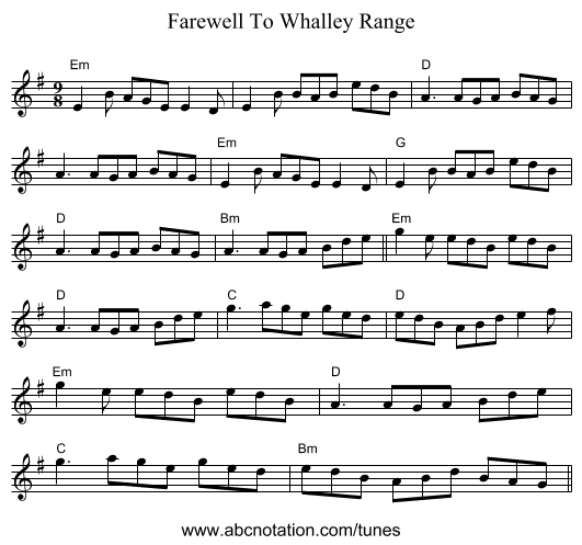 Farewell To Whalley Range - staff notation