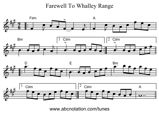 Farewell To Whalley Range - staff notation