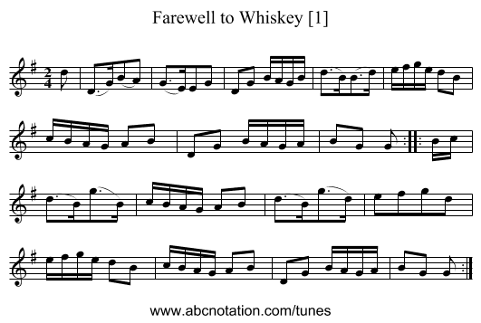 Farewell to Whiskey [1] - staff notation