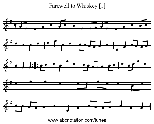 Farewell to Whiskey [1] - staff notation