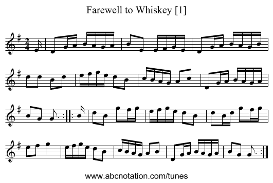 Farewell to Whiskey [1] - staff notation