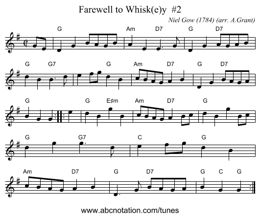 Farewell to Whisk(e)y #2 - staff notation