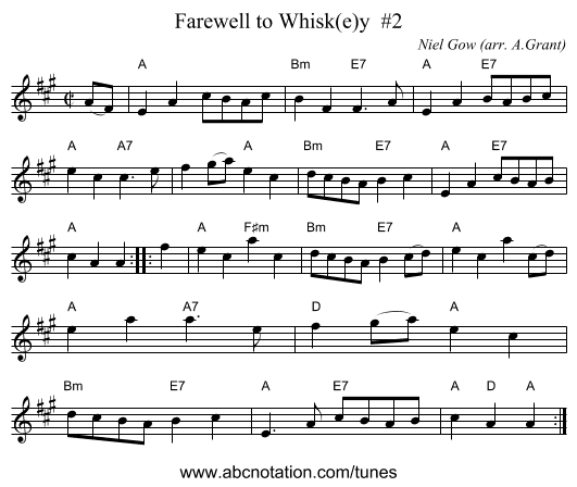 Farewell to Whisk(e)y  #2 - staff notation