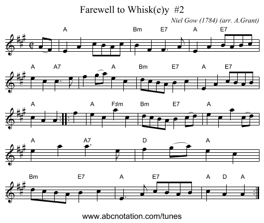 Farewell to Whisk(e)y #2 - staff notation