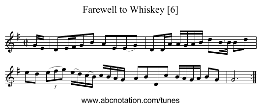 Farewell to Whiskey [6] - staff notation