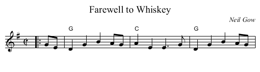 Farewell to Whiskey - staff notation