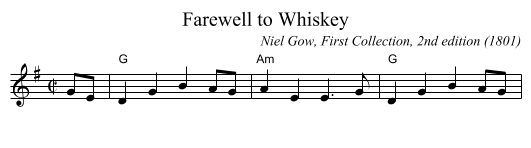 Farewell to Whiskey - staff notation
