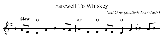 Farewell To Whiskey - staff notation