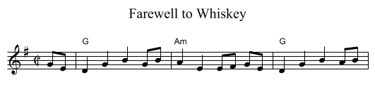 Farewell to Whiskey - staff notation