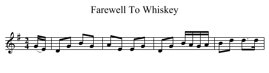 Farewell To Whiskey - staff notation