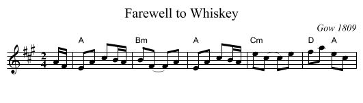 Farewell to Whiskey - staff notation
