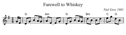 Farewell to Whiskey - staff notation