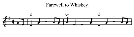 Farewell to Whiskey - staff notation