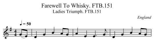 Farewell To Whisky. FTB.151 - staff notation