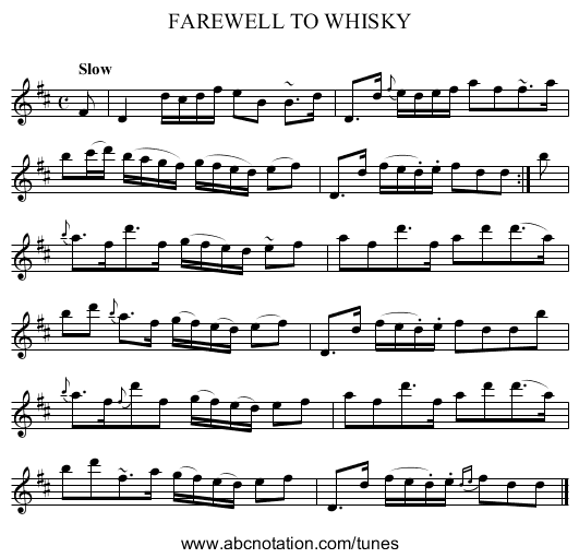 FAREWELL TO WHISKY - staff notation