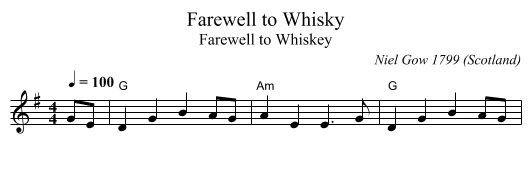 Farewell to Whisky - staff notation