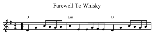 Farewell To Whisky - staff notation