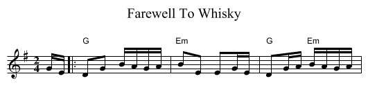 Farewell To Whisky - staff notation