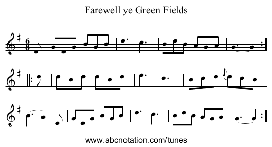 Farewell ye Green Fields - staff notation
