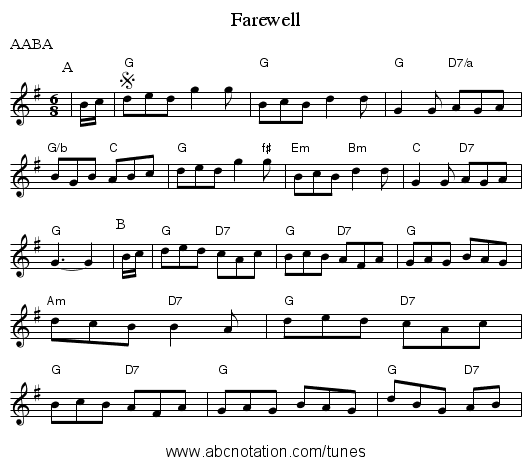 Farewell - staff notation