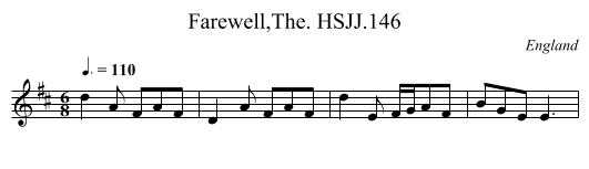 Farewell,The. HSJJ.146 - staff notation