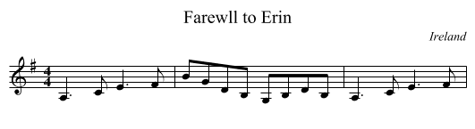Farewll to Erin - staff notation