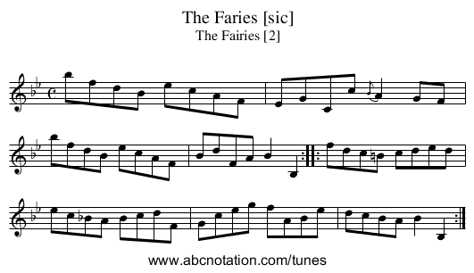 Faries [sic], The - staff notation