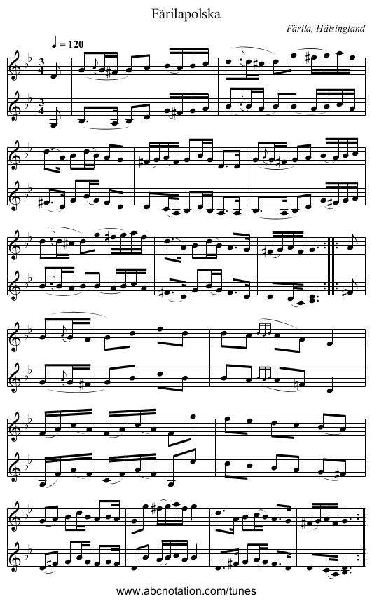 Färilapolska - staff notation