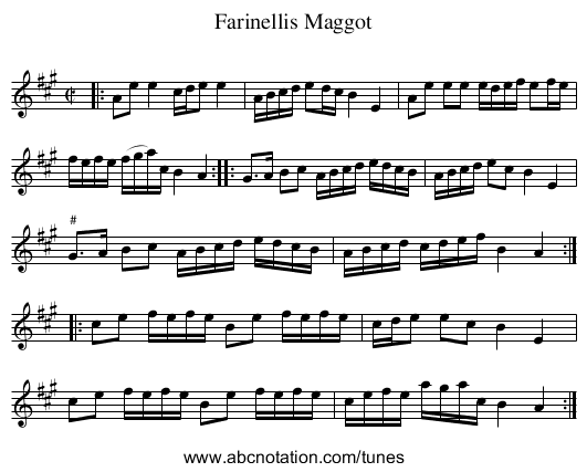 Farinellis Maggot - staff notation