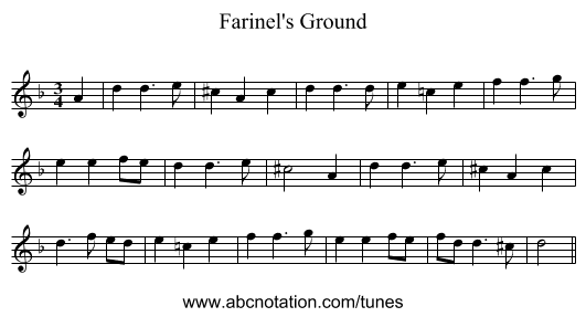 Farinel's Ground - staff notation