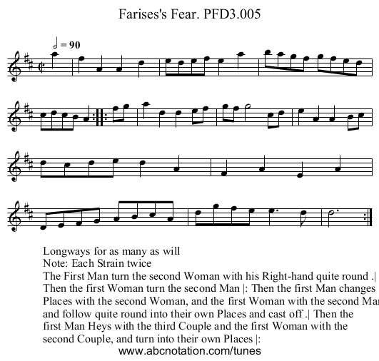 Farises's Fear. PFD3.005 - staff notation