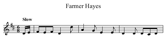Farmer Hayes - staff notation