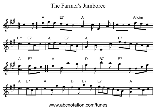 Farmer's Jamboree, The - staff notation