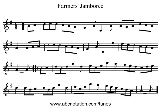 Farmers' Jamboree - staff notation