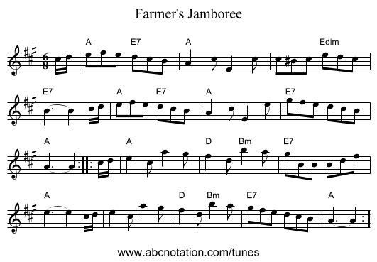 Farmer's Jamboree - staff notation