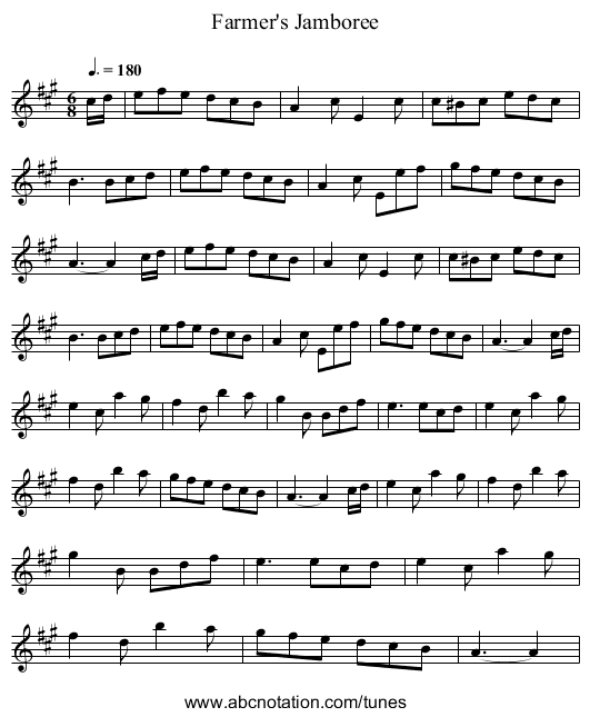 Farmer's Jamboree - staff notation