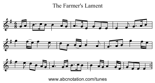 Farmer's Lament, The - staff notation