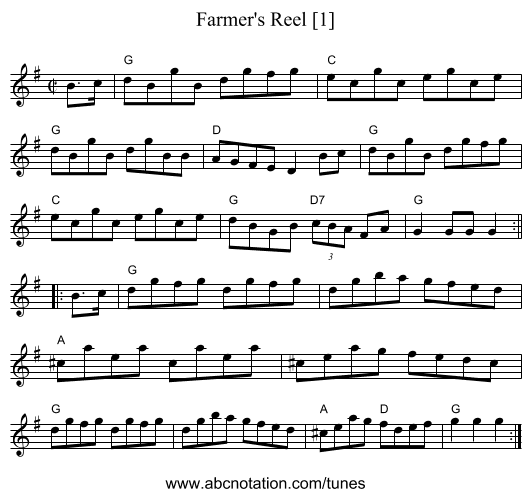 Farmer's Reel [1] - staff notation